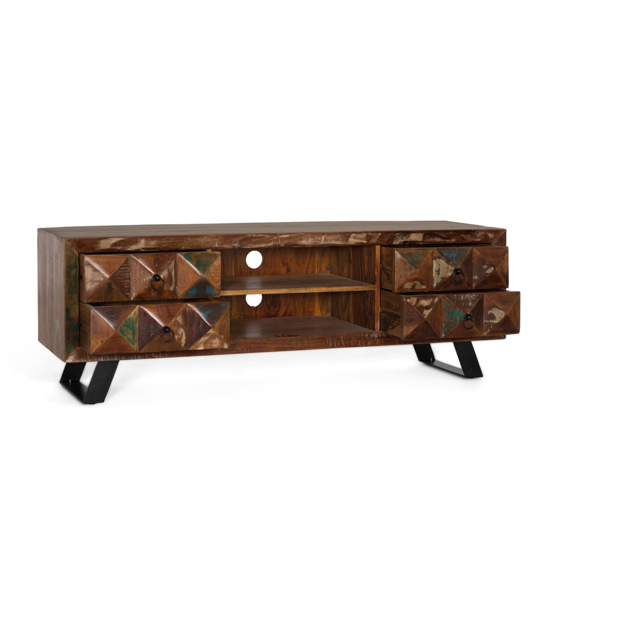 Mueble TV de Madera Reciclada 150 Cm Estilo Industrial Moderno