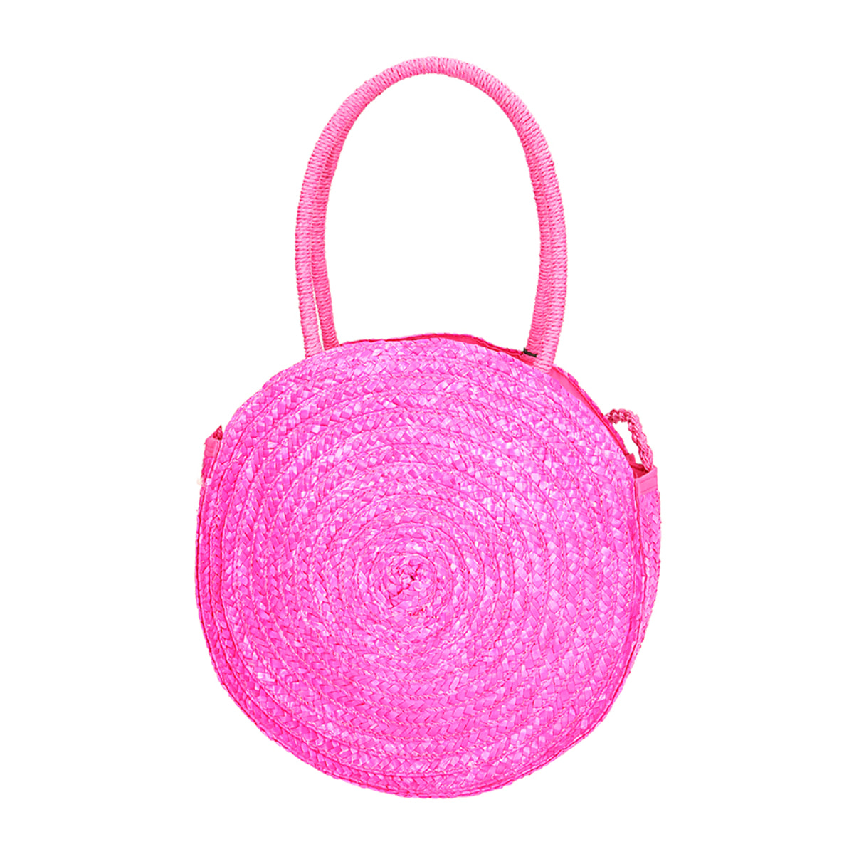 Sac de mer rond fuchsia en paille