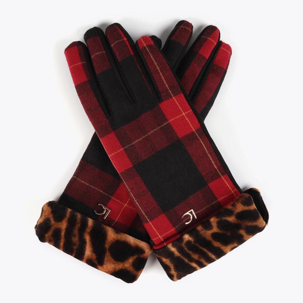 Guanti Combinati Tartan e Leopardo