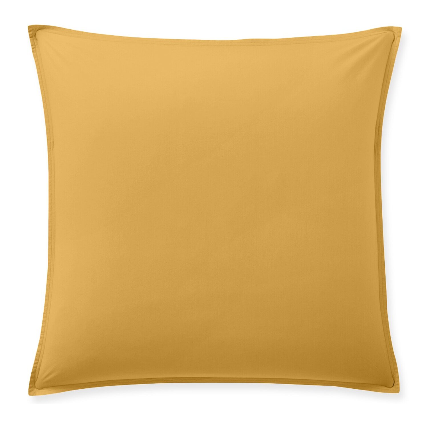 Paire de taies d'oreiller percale de coton lavé jaune moutarde