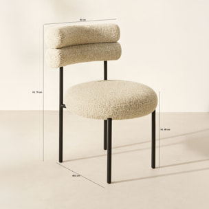 Lot de 2 chaises en tweed beige avec pieds en métal noir GINA