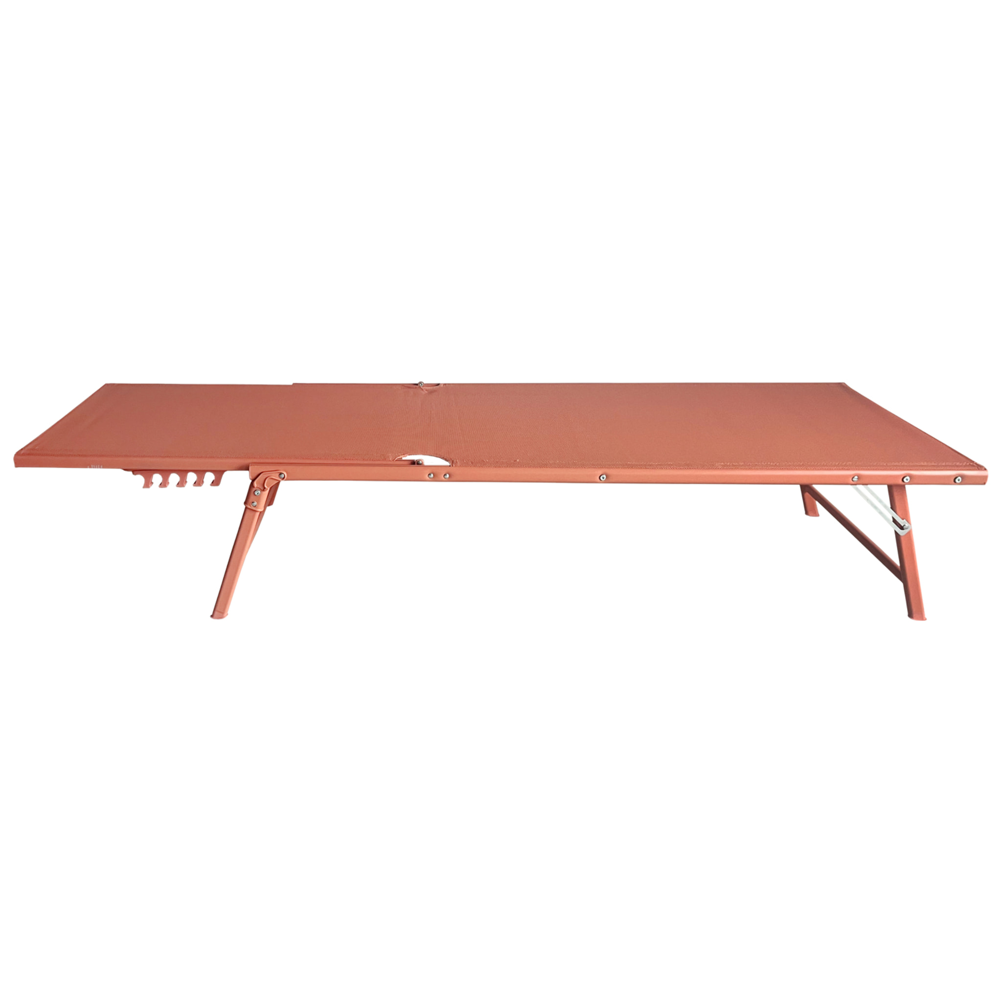 Lot de 2 bains de soleil pliants SICILIA en textilène terracotta - structure terracotta