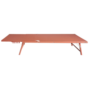 Lot de 2 bains de soleil pliants SICILIA en textilène terracotta - structure terracotta