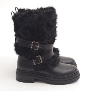 STIVALETTO FUR CINTURINI NERO
