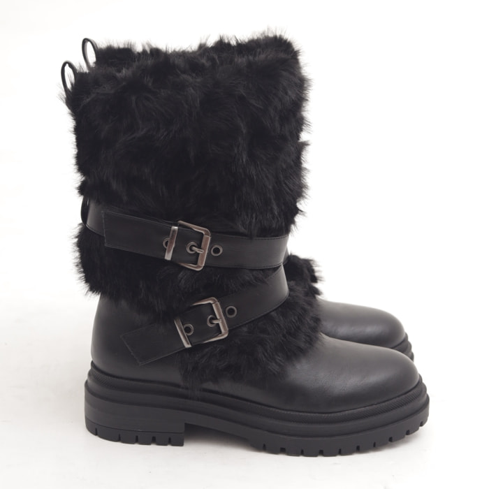 STIVALETTO FUR CINTURINI NERO