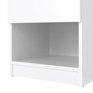 Comodino Scolastica, Comò basso, Tavolino da notte, Mensola da letto, 40x40 h50 cm, Bianco lucido