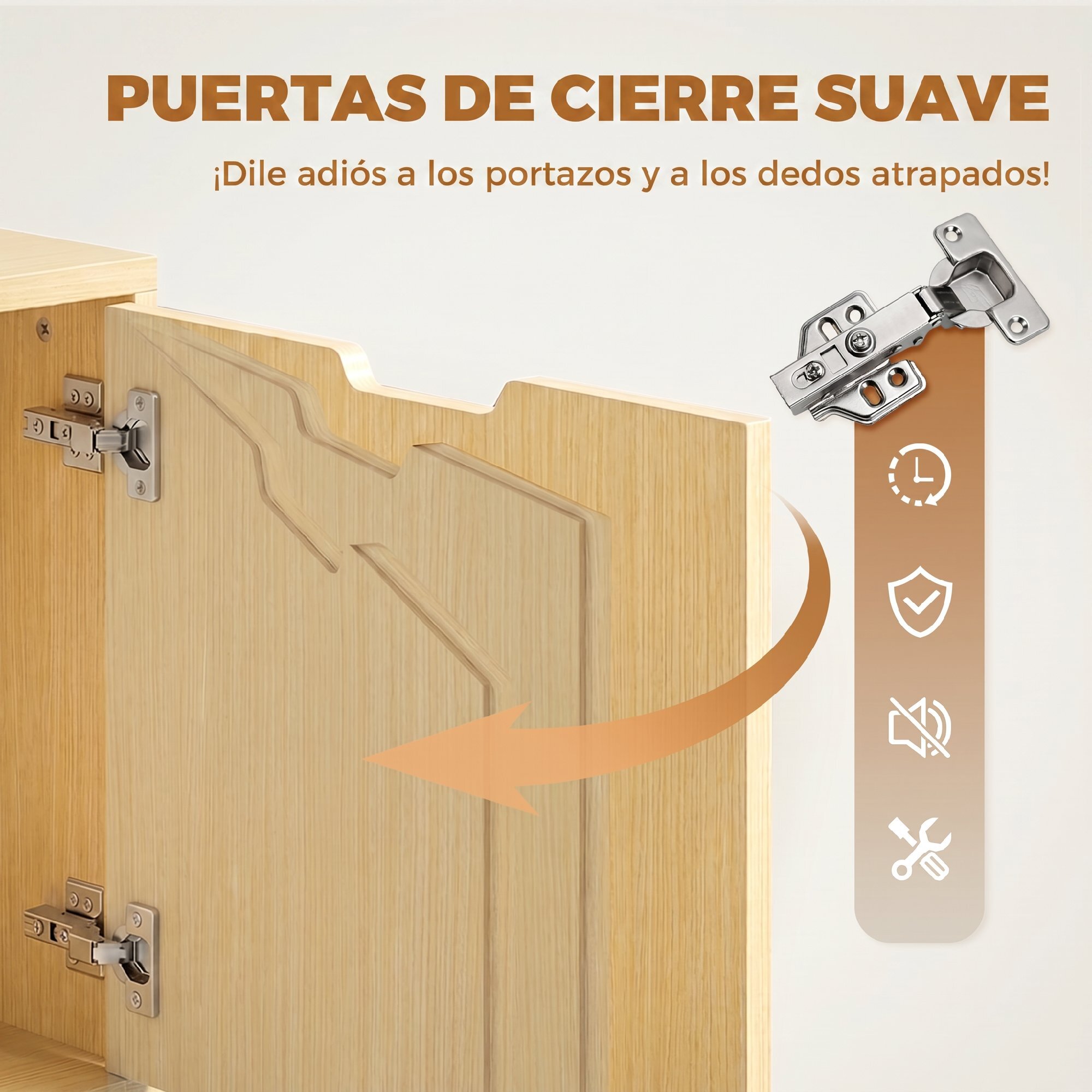 Cajonera Escritorio con 5 Cajones, Cajonera de Oficina con Ruedas y Armario con Cierre Suave, Soporte para Impresora, Mueble Archivador para Oficina en Casa, Natural