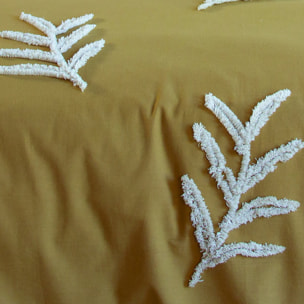 Parure housse de couette unie 100% coton - tuféa - ocre