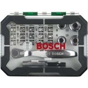 Set d'embouts de vissage + cliquet BOSCH 26 pièces - 2607017322