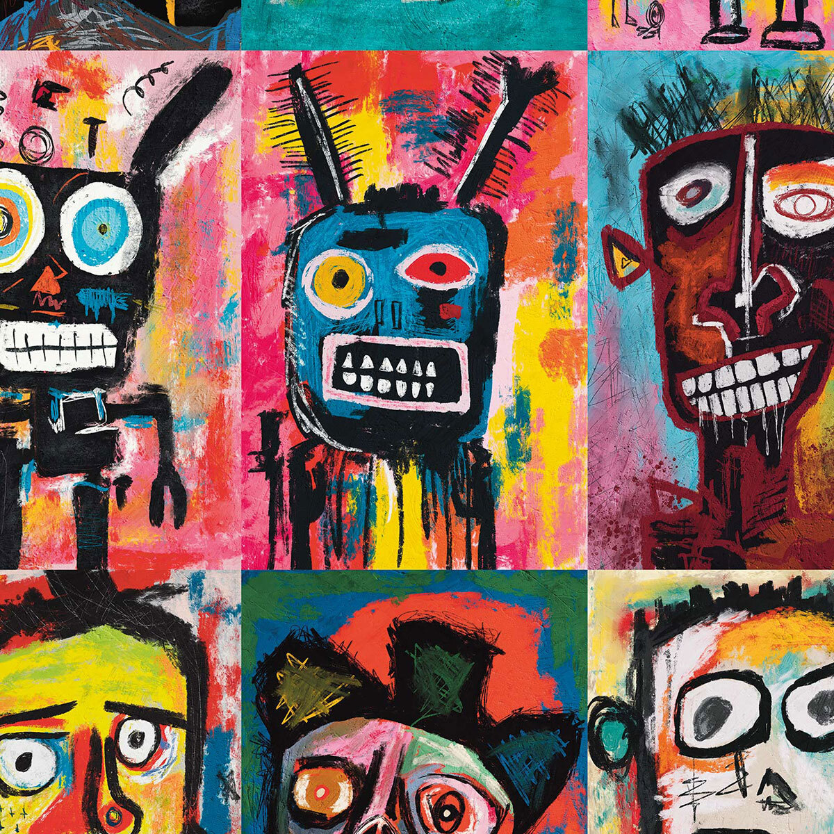 Papier peint, celebration basquiat Multicolore