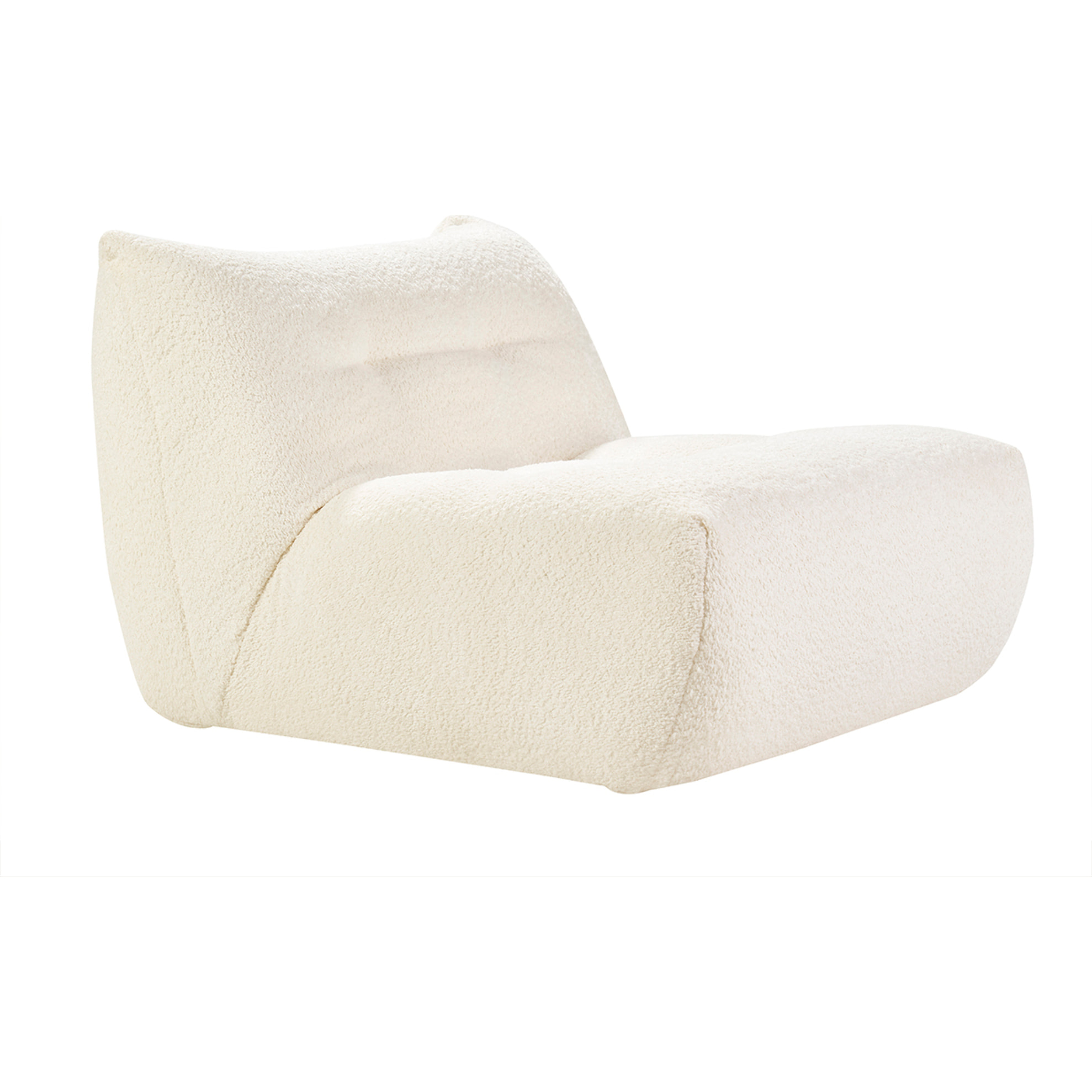 Fauteuil lounge en tissu bouclette blanc cassé BUMPY