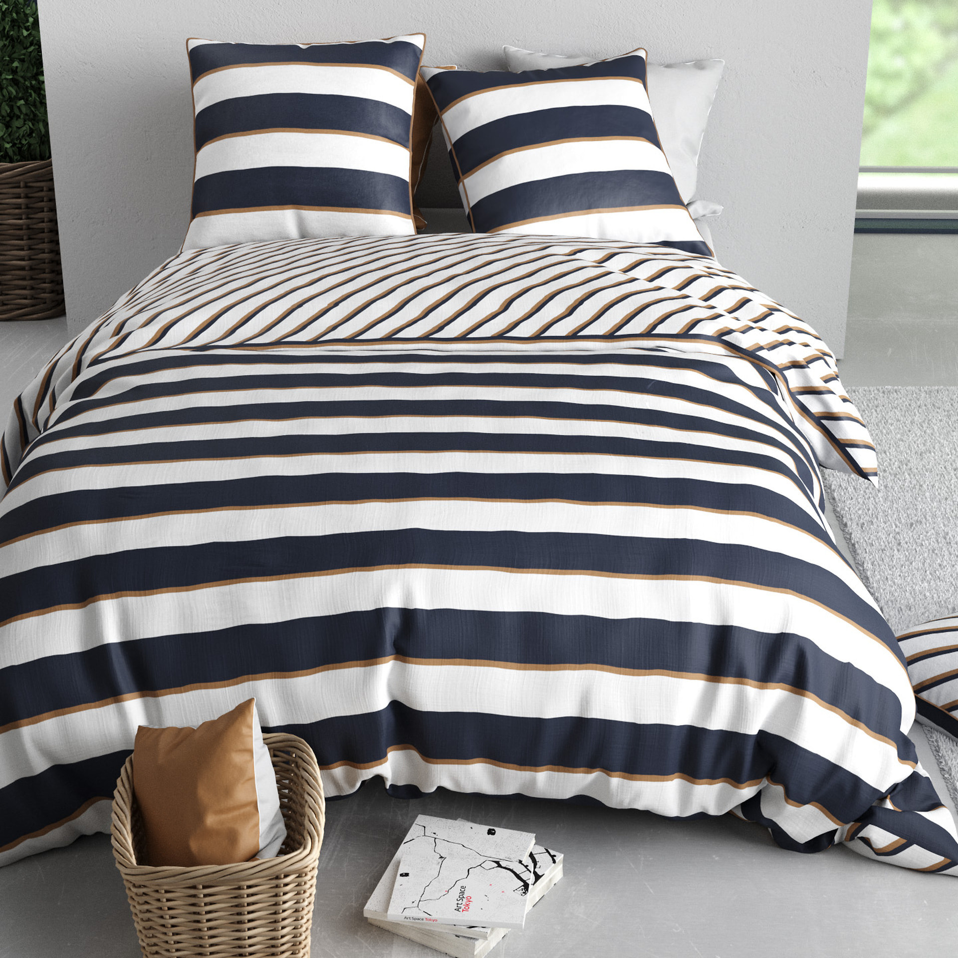 Parure Housse De Couette 3pcs 100% Coton 57 Fils NOLWENN