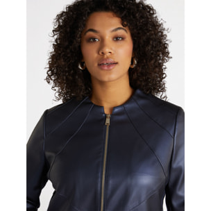 Fiorella Rubino - Giacca biker con parti in tessuto stretch - Blu