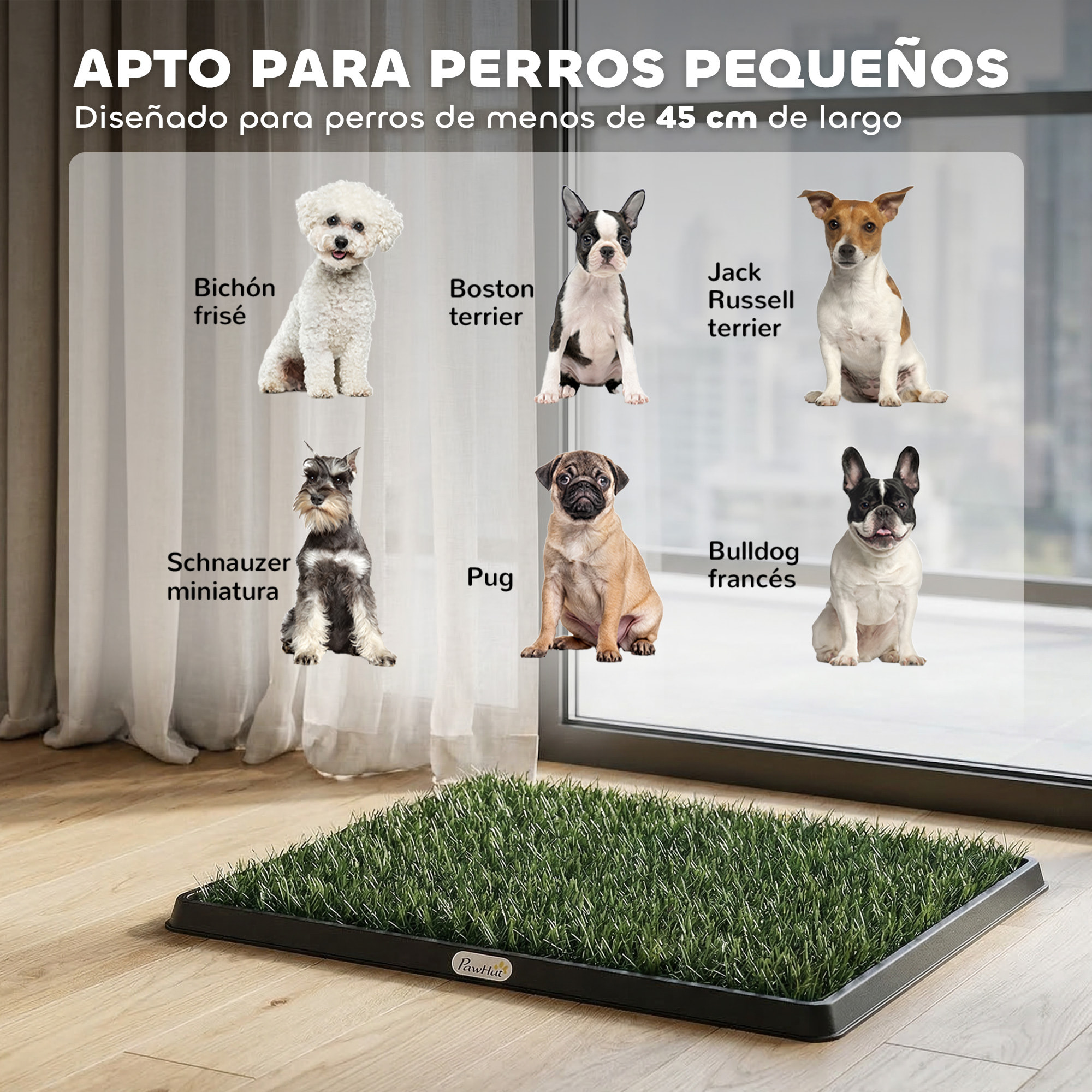 Inodoro para Perros con Césped Artificial, 63x50,5 cm, Bandeja Sanitaria para Perros para Entrenamiento, con Rejilla de Drenaje, Diseño de 3 Capas y Fácil de Limpiar, Interior y Exterior, Verde