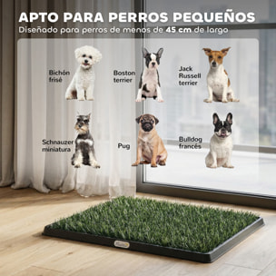 Inodoro para Perros con Césped Artificial, 63x50,5 cm, Bandeja Sanitaria para Perros para Entrenamiento, con Rejilla de Drenaje, Diseño de 3 Capas y Fácil de Limpiar, Interior y Exterior, Verde