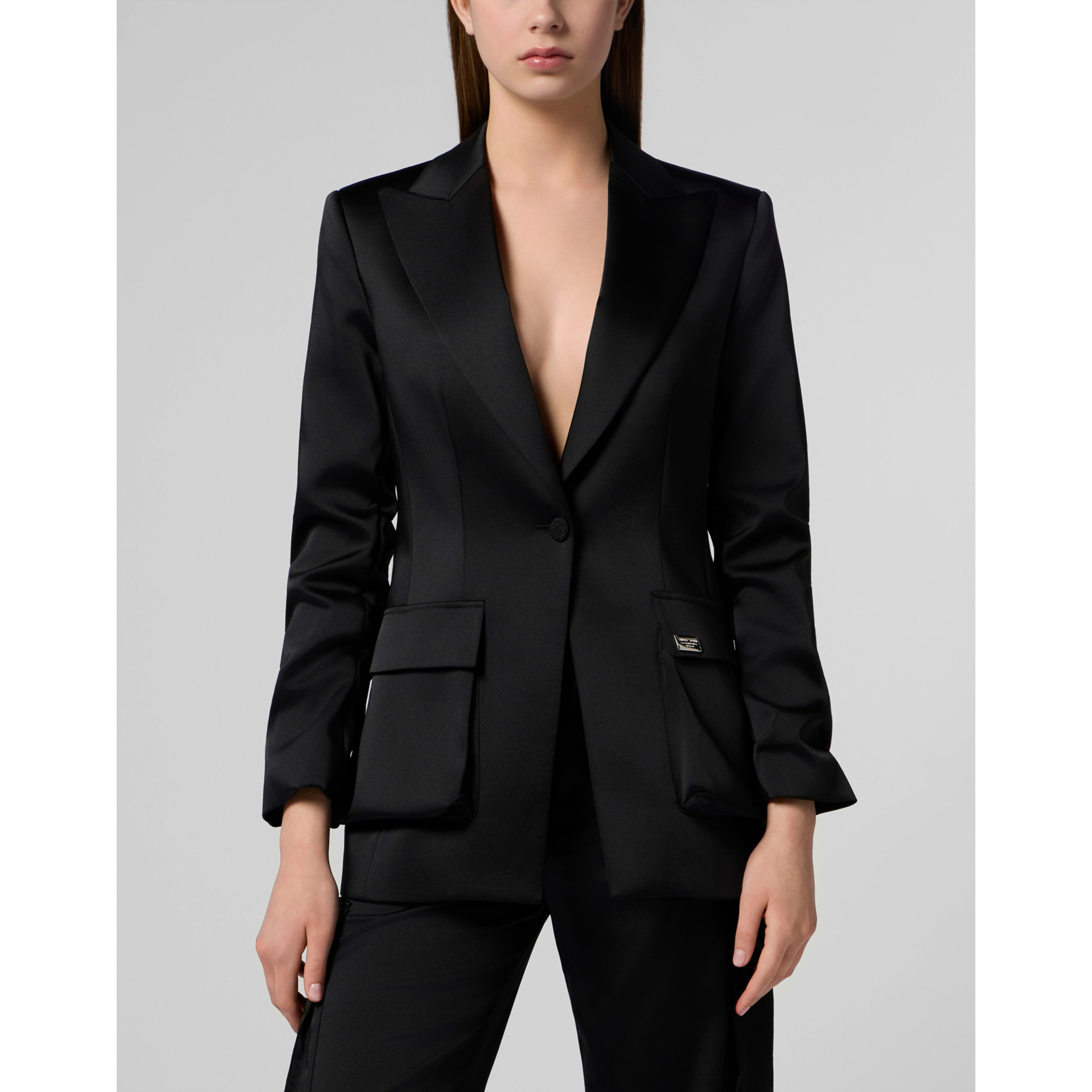 PHILIPP PLEIN Satin Cargo Fit Blazer