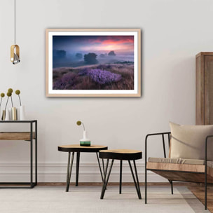 Poster couleur chaude et lavandin Affiche + cadre en bois - Chêne
