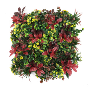 Well home jardín vertical artificial, panel de seto 100x100cm, para decoración interior y exterior en colores rojos y verdes para decoración natural