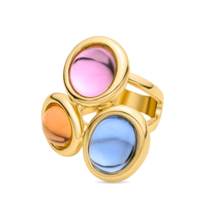 Anillo de Cristal Multicolor acabado en oro amarillo de 18K