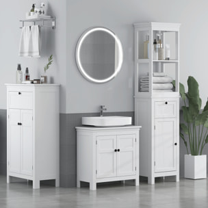 Mueble Bajo Lavabo Mueble de Lavabo Moderno Mueble de Baño con Estante Ajustable y Puertas Magnéticas 60x30x60 cm Blanco