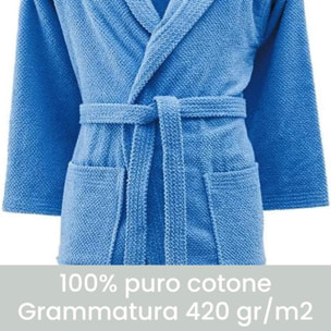 INTRECCI Accappatoio Bichicco in Spugna Tinta Unita Unisex Adulto in Cotone, Accappatoio in Cotone Asciugatura rapida con Tasche e Cappuccio