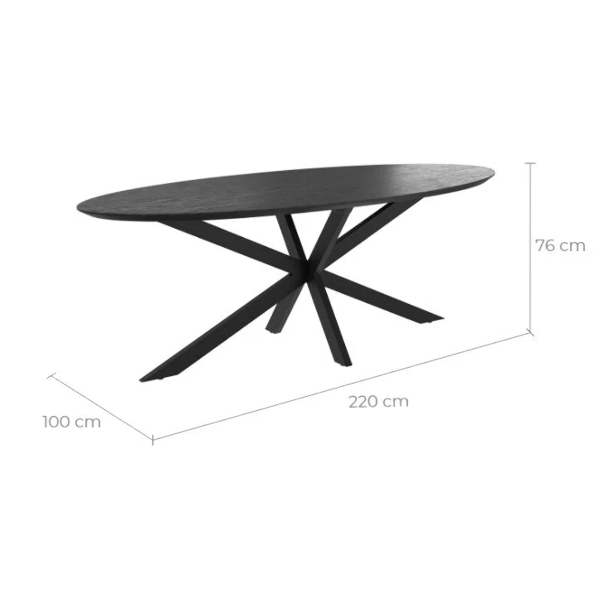 Table ovale 8 personnes en bois de teck recyclé noir 220 cm - Sparo