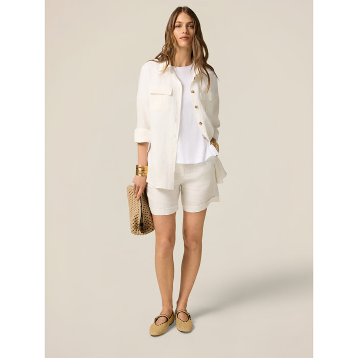 Oltre - Short 100% lino - Blanco