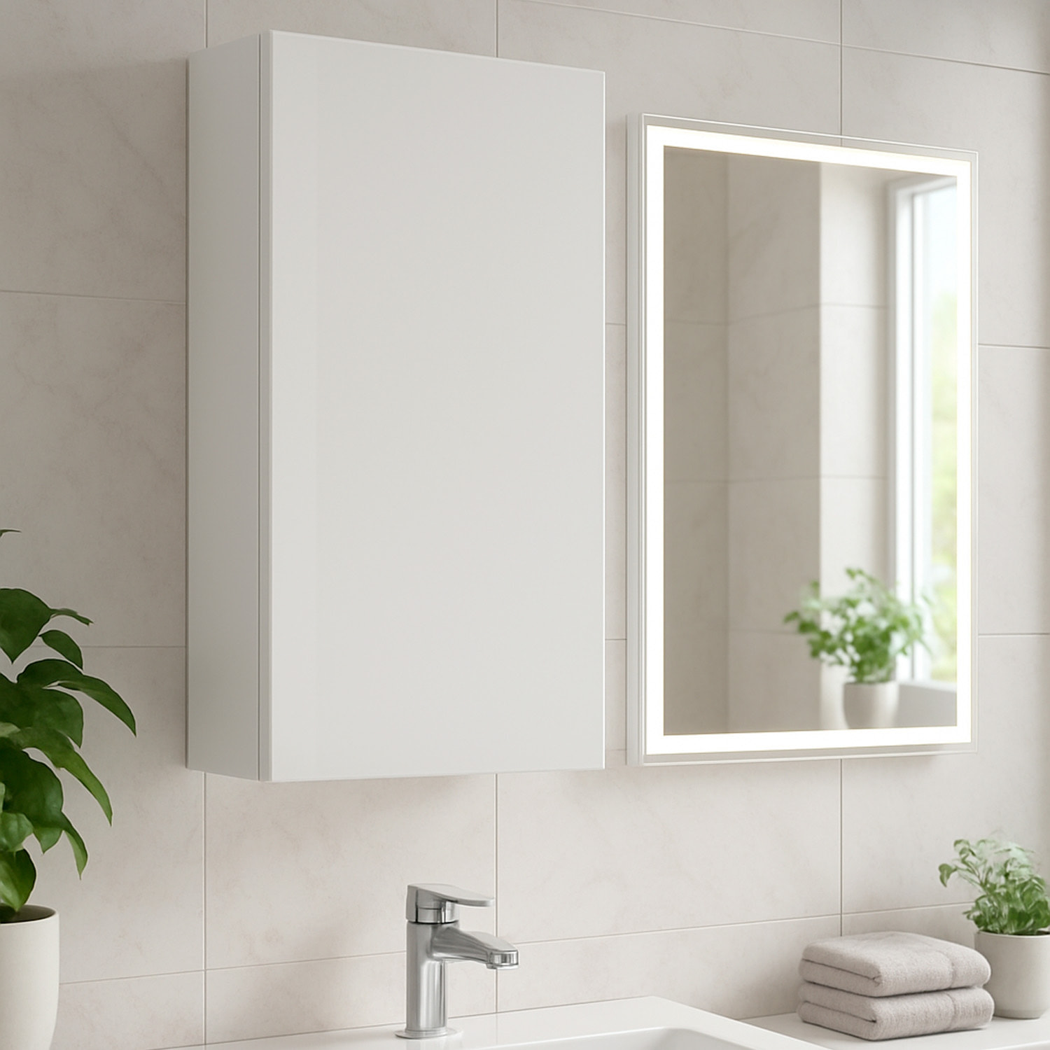 Pensile Bagno Sospeso Con Anta Reversibile 2 Ripiani Regolabili Mobile Salvaspazio Da Parete Per Bagni Moderni E Piccoli Spazi 60 x 30 x 16 Cm Bianco