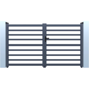 Portail aluminium ajouré "Martin" - 300 x 140 cm - Gris