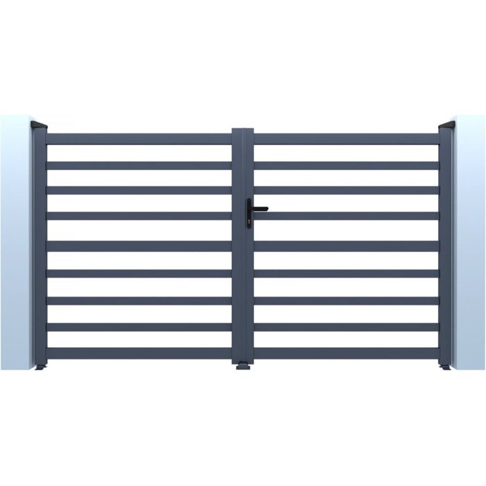 Portail aluminium ajouré "Martin" - 300 x 140 cm - Gris