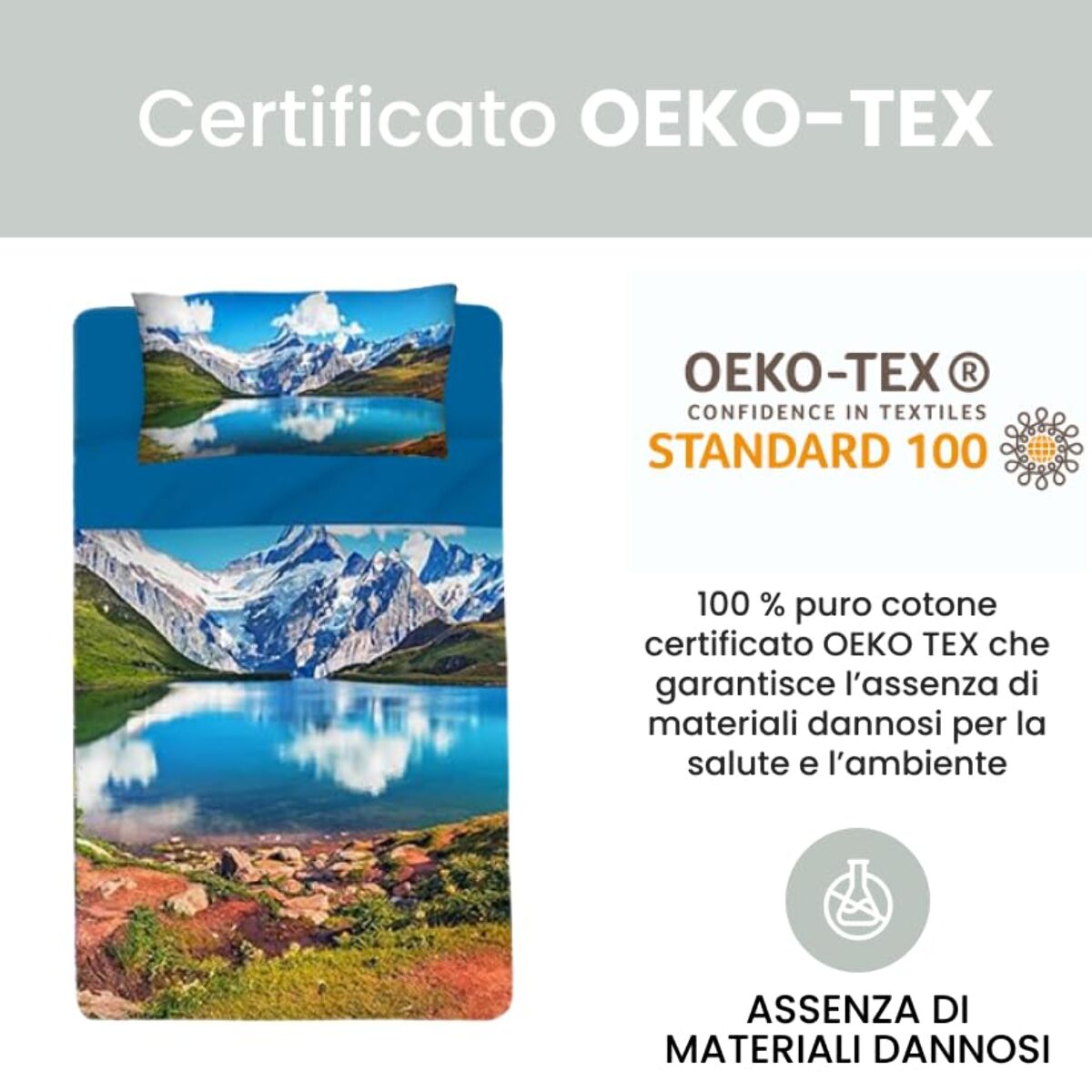 Completo lenzuola singolo in cotone con stampa alta qualità, set letto con lenzuolo sopra, sotto con angoli e federa, morbido e traspirante per pelli sensibili, colori brillanti e resistenti ai lavaggi, certificato OEKO-TEX, comfort quotidiano
