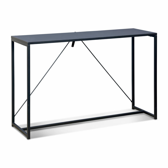 Console en métal noir 120 x 39 x 79cm - Industrielle - 1 barre de renfort