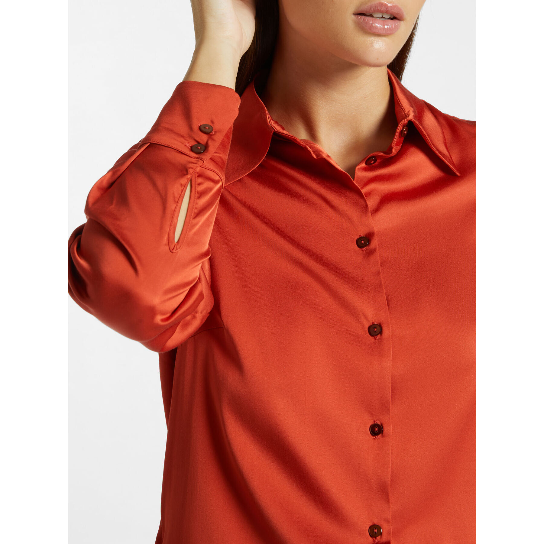 Elena Mirò - Camisa de raso - Naranja sol