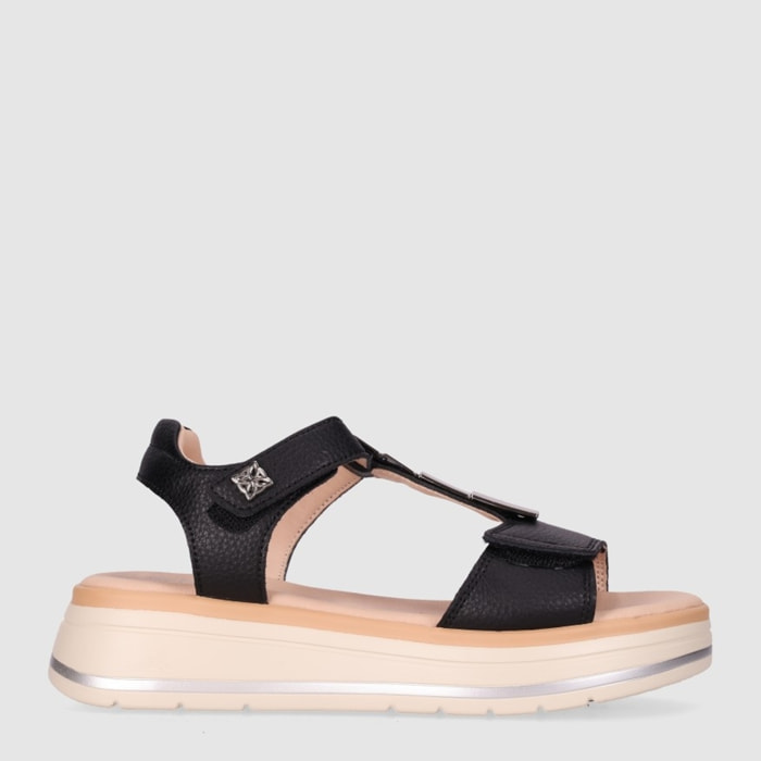 Sandalias de Piel - Negro - Tacón: 5 cm