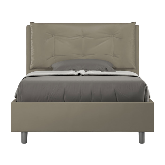 Letto una piazza e mezza con rete imbottito 120x190 similpelle cappuccino Annalisa Large