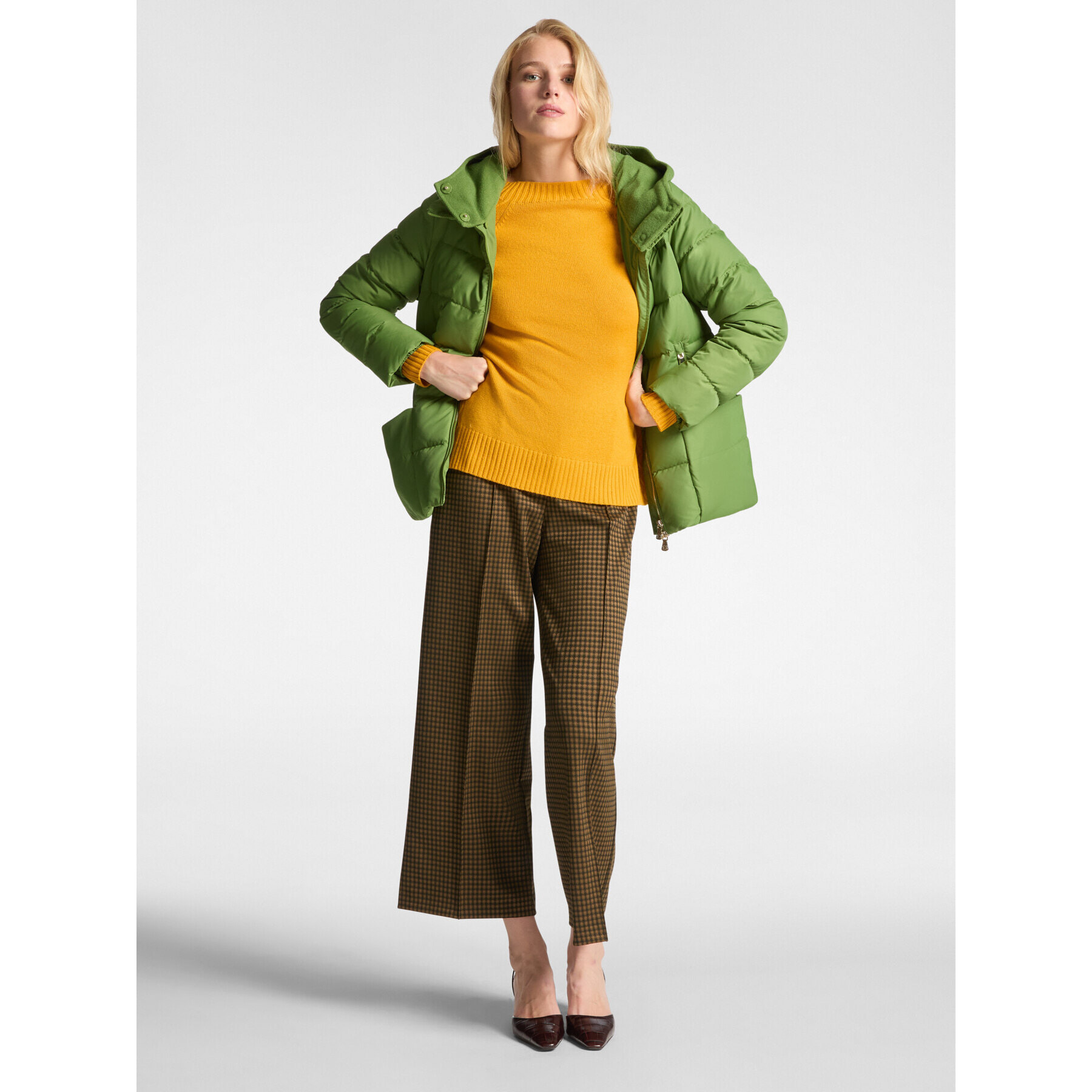 Elena Mirò - Plumífero de nailon opaco - Verde