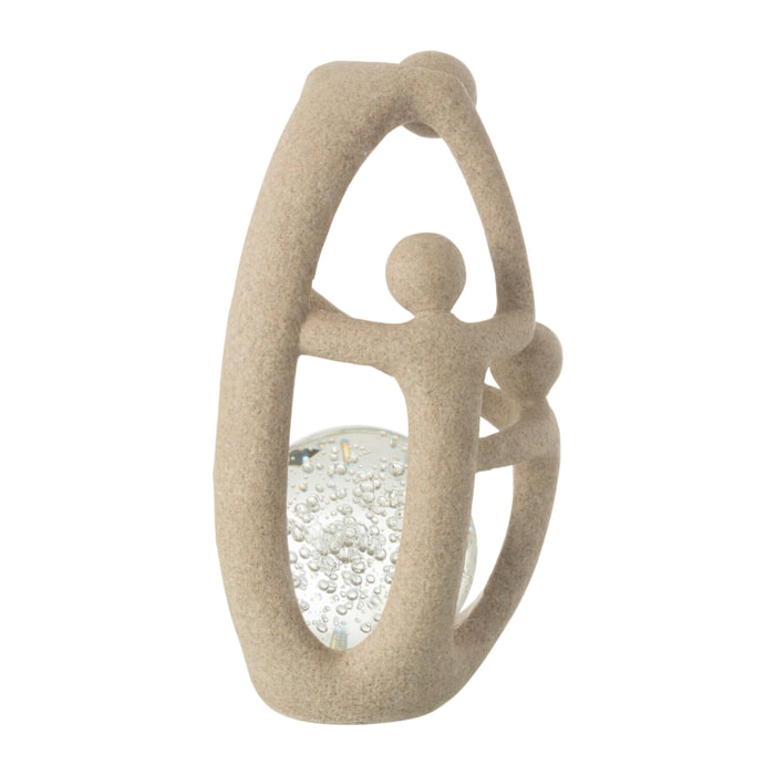 J-Line décoration Couple Boule - polyrésine/cristal - beige