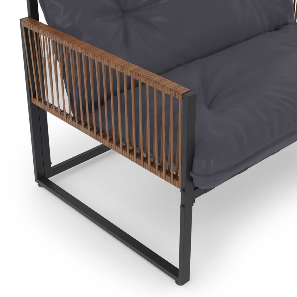 Salon de jardin Ozéa 4 places gris et cordage