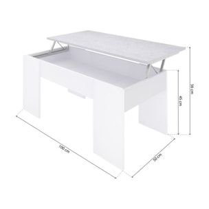 Mesa de centro elevable Vita Blanco Artik (Blanco Mate) - Gris Cemento