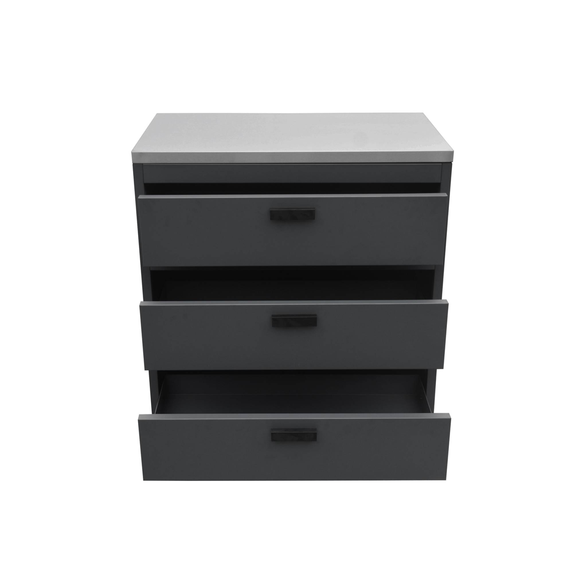 Cuisine d'extérieure en acier noir avec 3 tiroirs L80cm