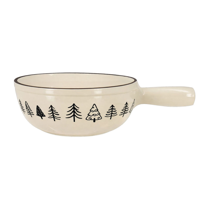 Caquelon en fonte 1,9L crème avec décor sapin MONTAGNE