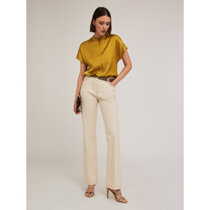 Motivi - Blusa bimateria con cuello mao - Amarillo