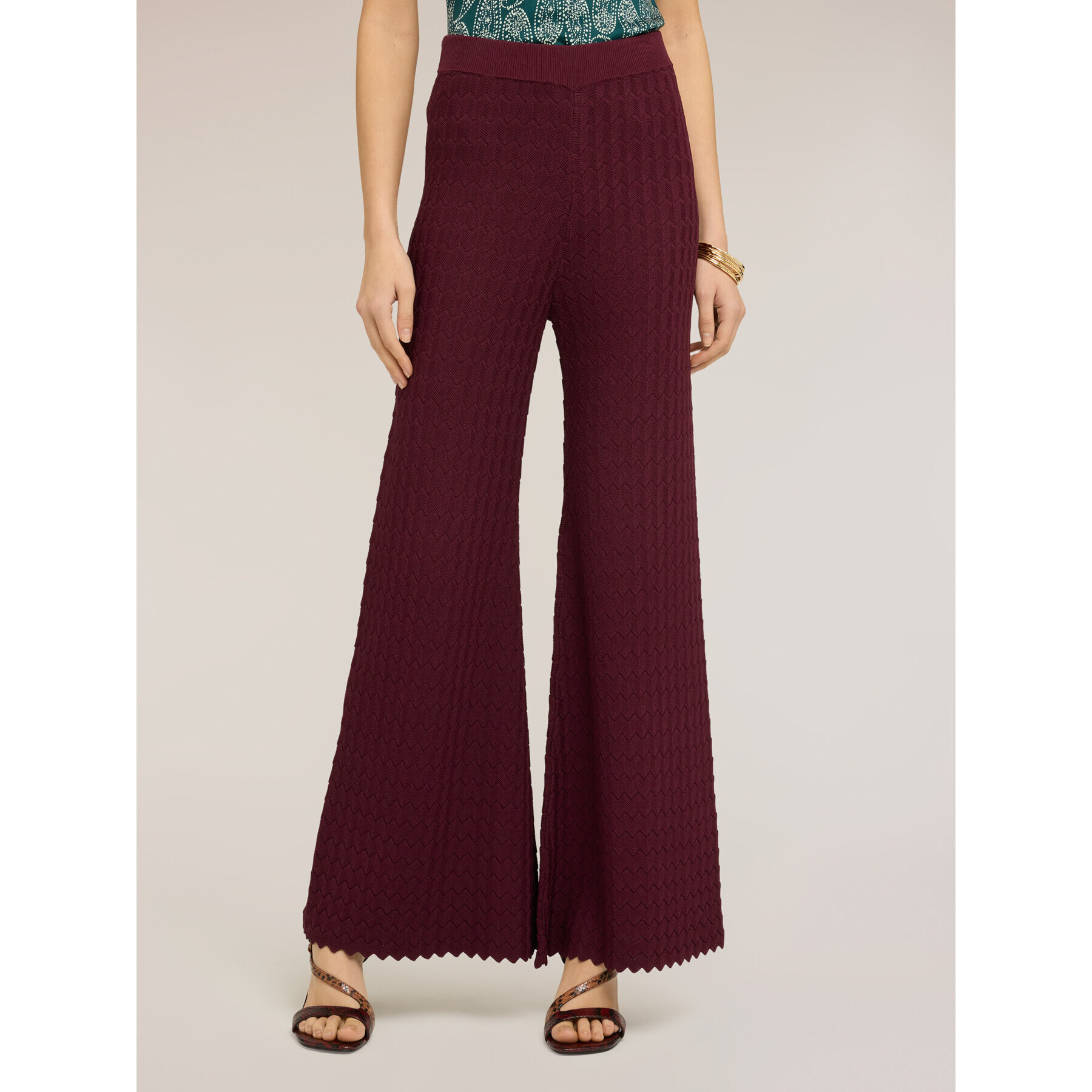 Motivi - Pantaloni in maglia effetto pizzo - Bordeaux