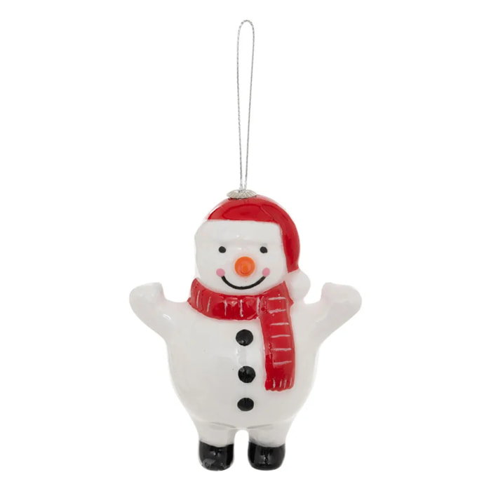 Sujet bonhomme de neige papier H.12cm blanc