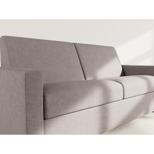 Julia - canapé lit 3 places convertible express couchage quotidien 140 cm matelas 18 cm en tissu - Gris