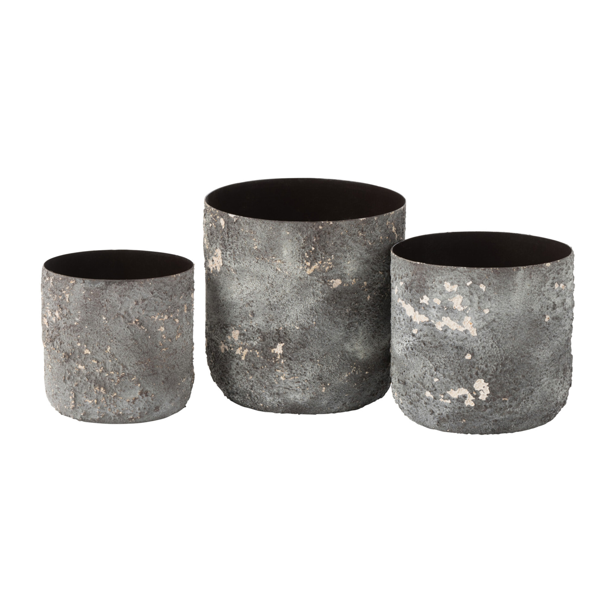 J-Line pot de fleurs Rugueux - métal - gris  - 3 pcs - Ø 18 cm