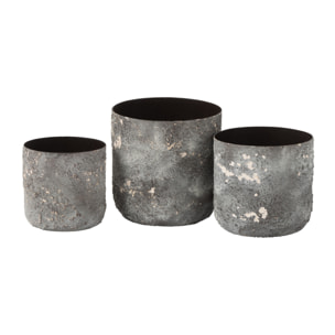 J-Line pot de fleurs Rugueux - métal - gris  - 3 pcs - Ø 18 cm