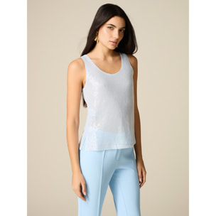 Oltre - Top de tul y lentejuelas - Light - blue