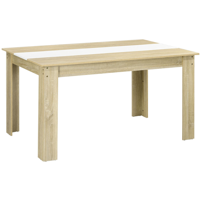 Table à manger rectangulaire 6 personnes - dim. 140L x 90l x 75H cm - aspect chêne clair blanc