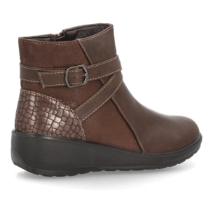 Botines con cuña y hebilla lateral para mujer